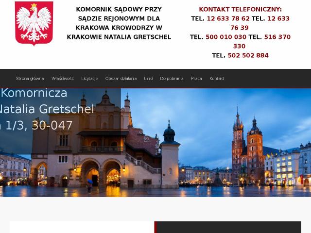 Komornik Sądowy przy Sądzie Rejonowym dla Krakowa Krowodrzy w Krakowie Komornik Natalia Gretschel